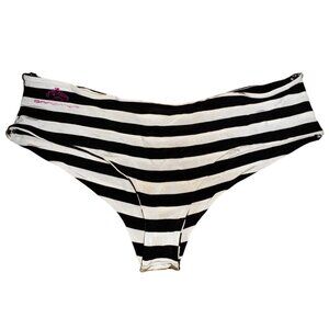 Fornarina‎ Womens Black & White Striped Bikini Briefs L Acetate/Elastane